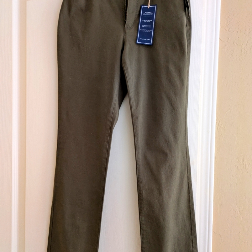 Grey green tummy slimming straight leg Jean
